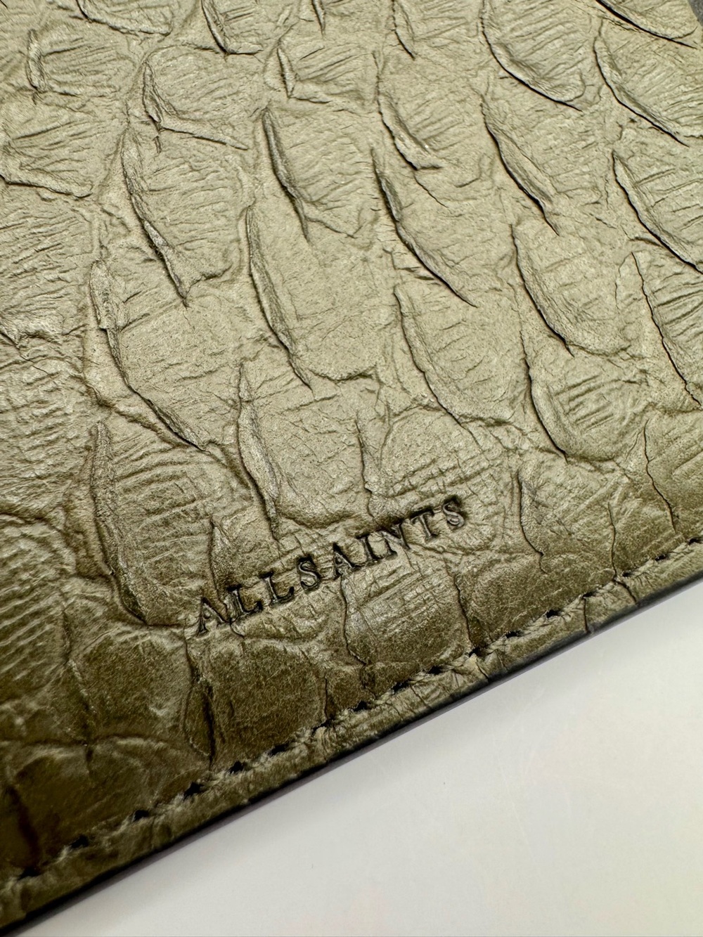 AllSaints Remy Snake Wallet in Military Green Unisex New - Picture 7 of 13
